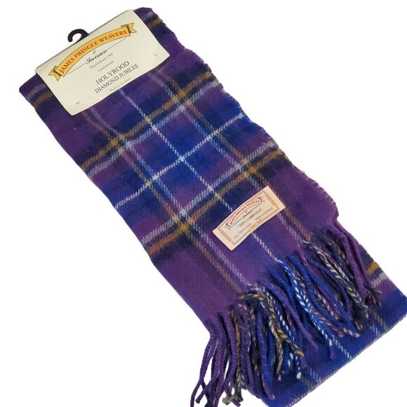 NEW James Pringle Weavers Scarf 100% lambswool Plaid Scotland Fringe 11" x 59" - Picture 1 of 5